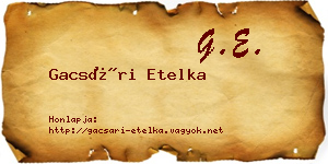 Gacsári Etelka névjegykártya